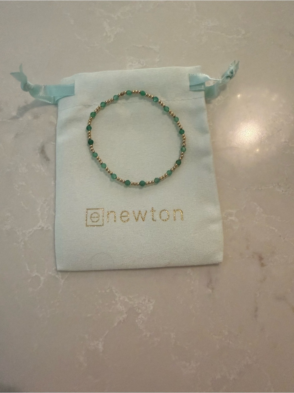 ENewton Green Beaded Stretch Bracelet - Gold Accents